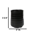 Pack Of 6 Modern Minimalist Black Kokuyo Glazed Ceramic Yunomi Tea Cups 9oz