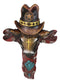 Colorful Southwestern Cowboy Bull with Sheriff Hat and Floral Design Wall Cross