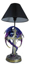 Purple Iridescent Dragon With Silver Celtic Knot High Cross Crystal Table Lamp