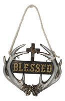 Set of 2 Rustic Western Deer Antlers Blessed And Welcome Wall Signs Ornaments