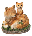 Bedtime Story Fox Snuggle Figurine Fox Family with Kits Woodland Sculpture