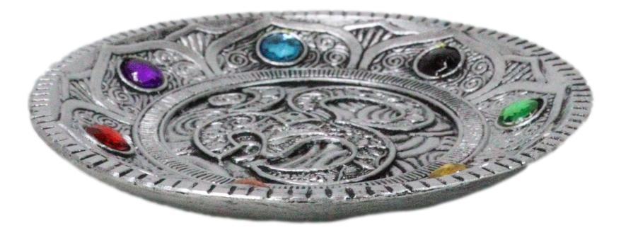 Feng Shui Buddha Ohm Symbol Lotus Mandala With 7 Chakra Gems Incense Burner - Ebros Gift