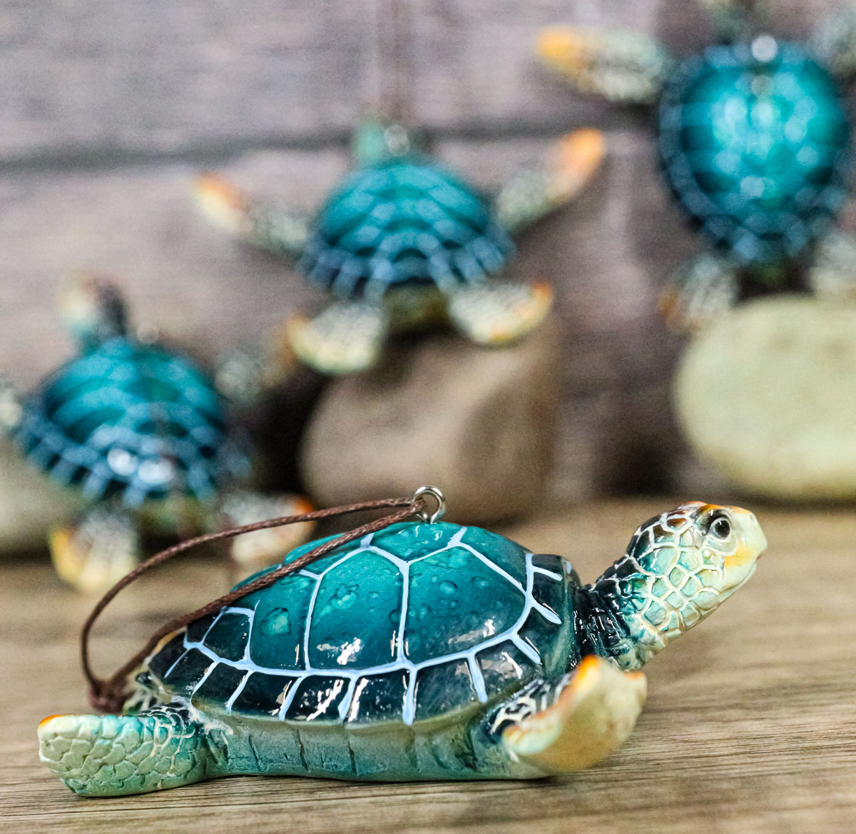 Set Of 4 Nautical Blue Sea Turtles Ocean Marine Wall Hanger Decor Tree Ornaments