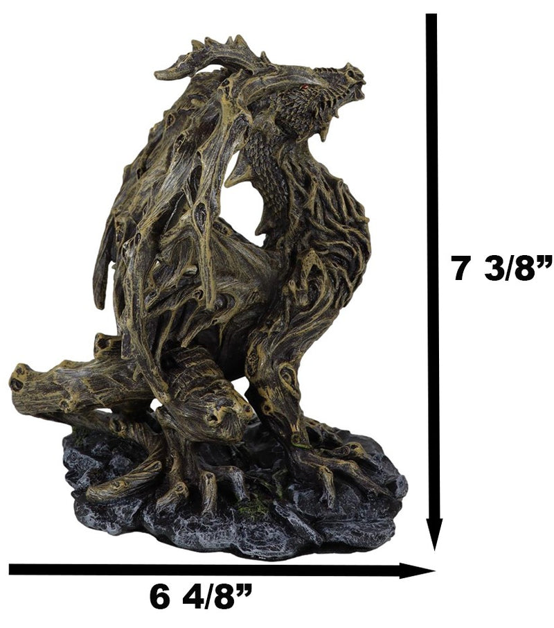 Forest Tree Ent Greenman Dendritic Dragon with Red Blood Moon Eyes Figurine