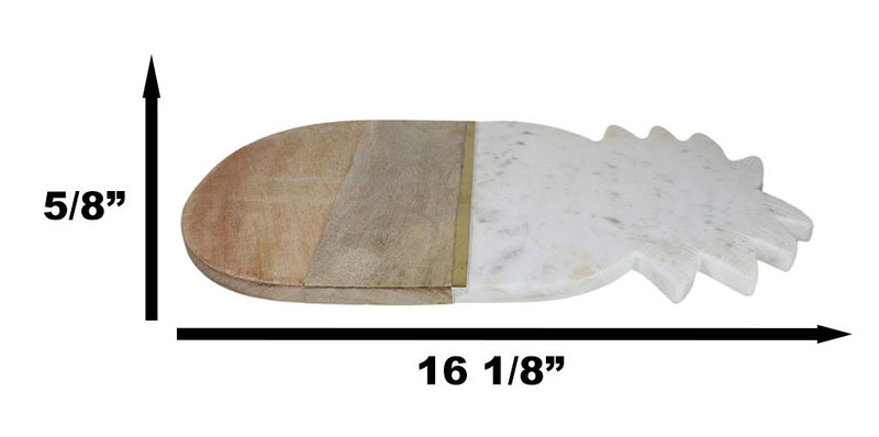White Marble And Mango Wood Pineapple Cheese Board Cutting Tray With Gold Inlay