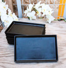 Pack Of 6 Black Kokuyo Ceramic Rectangular Sushi Plate Raised Straight Edge