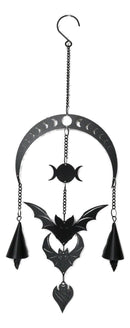 Macabre Dark Evolution Flying Bats With Phases Of The Moon Hanging Decoration