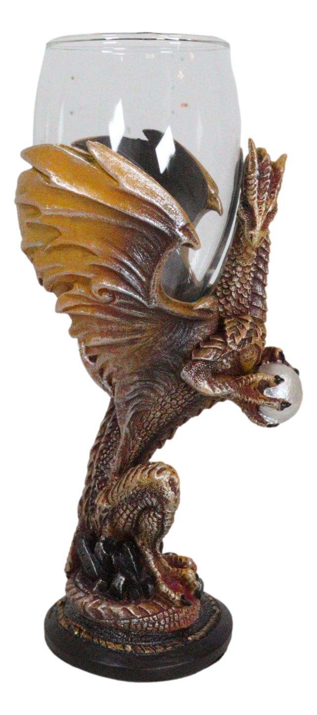 Rust Dragon Pearl Guardian Glass Wine Goblet Chalice Cup Dragons Blade Series
