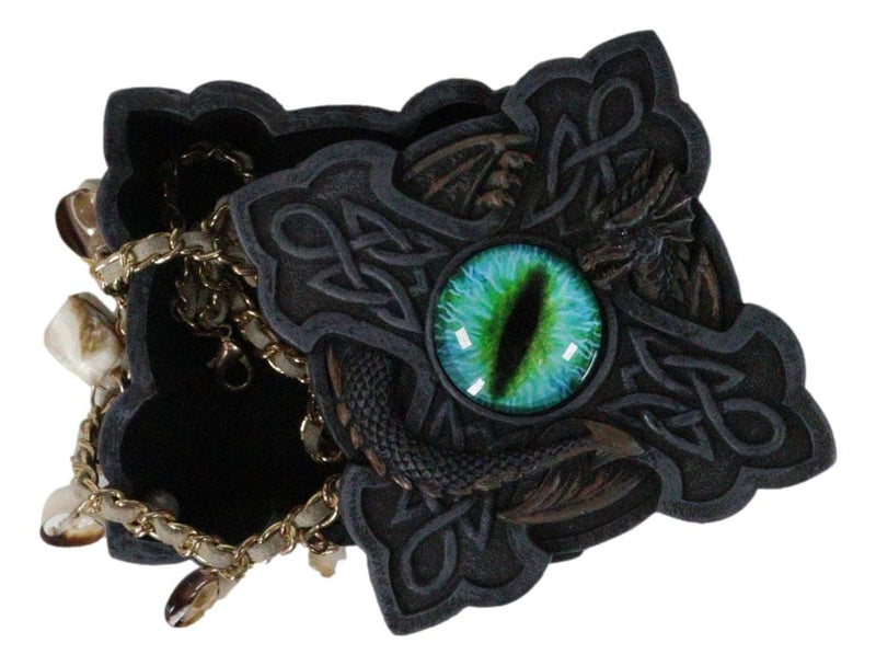 Celtic Knotwork Cross Eye Of The Dragon Gothic Decorative Trinket Box Figurine
