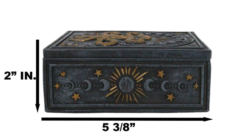 Wicca Occult Phases Of The Moon Celestial Astrology 2 Serpent Snakes Trinket Box