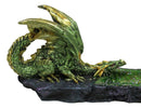 Metallic Green Gold Dragon Crouching On Faux Crystal Geode Basin Incense Holder