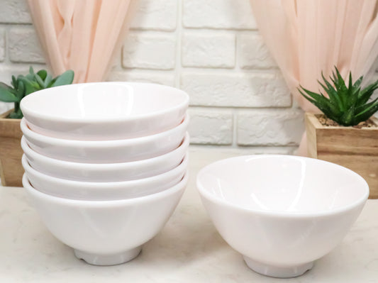 Modern White Jade Melamine Round Bowls 8oz For Rice Soup Salad Sauce Set Of 6