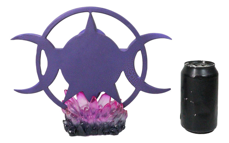 Wicca Shaman Spiral Goddess Triple Moon Pentagram With LED Crystals Figurine