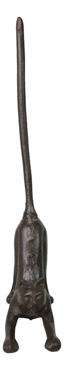 Rustic Cast Iron Crouching Kitty Cat with Long Tail Kitchen Paper Towel Holder