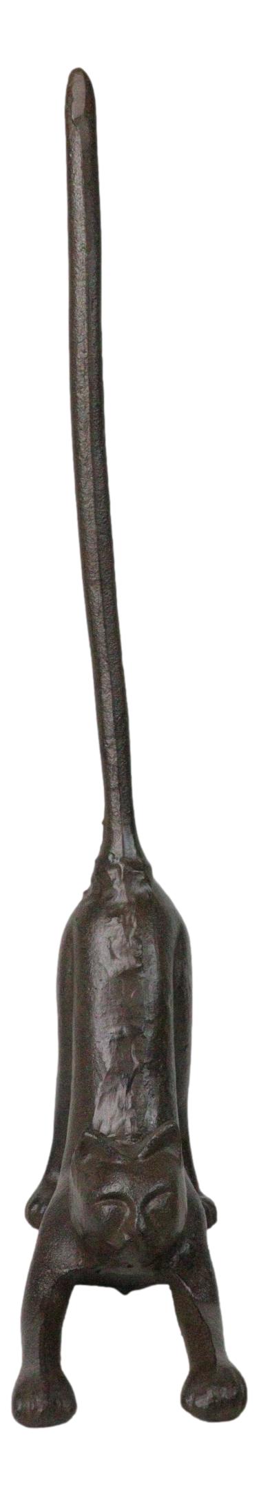 Rustic Cast Iron Crouching Kitty Cat with Long Tail Kitchen Paper Towel Holder