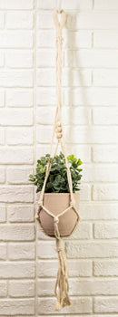 Set of 4 Decorative Cotton Frill Macrame Hanger Planter Clay Pots Wall Decor