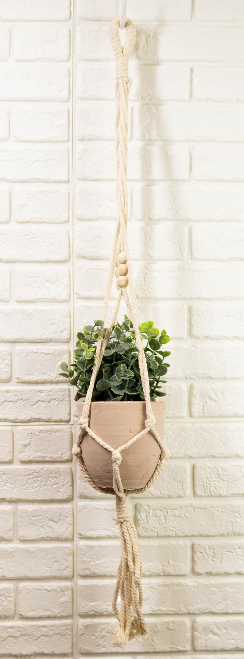 Set of 4 Decorative Cotton Frill Macrame Hanger Planter Clay Pots Wall Decor