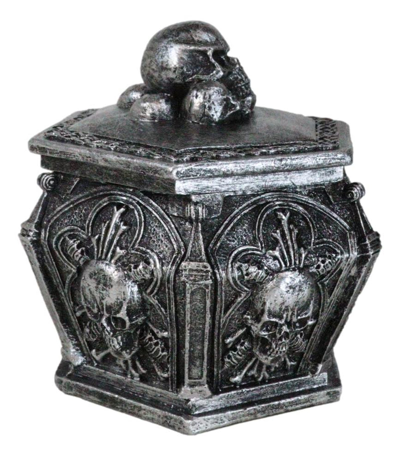 Gothic Celtic Knotwork Graveyard Skulls And Bones Hexagon Decorative Trinket Box
