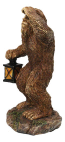 Rustic Funny Cryptid Hiker Bigfoot Holding Lantern Lost in the Woods Figurine