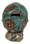 Faux Leather Turquoise Floral Scrollwork with Layered Cross Skull Money Bank