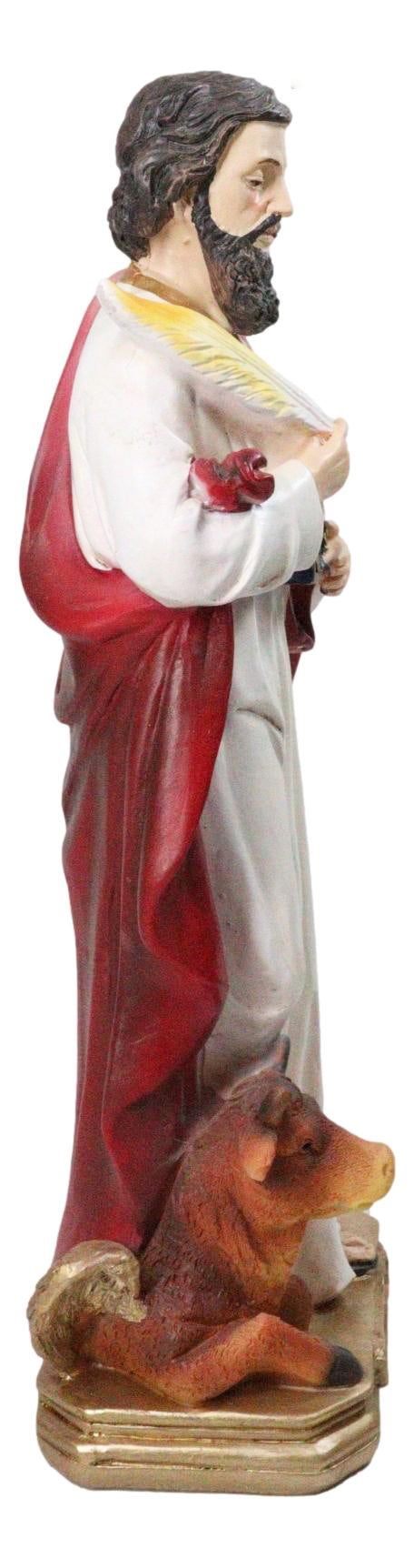 Christian Apostle Of Jesus Saint Luke The Evangelist With Ox Figurine 8"H