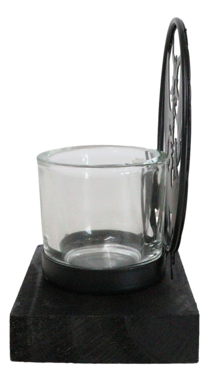 Wicca Occultic Sabbatic Goat Winged Baphomet Coated Metal Votive Candle Holder