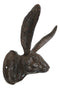 Large Rustic Cast Iron Whimsical Bunny Rabbit with Cute Ears Wall Hook Sculpture