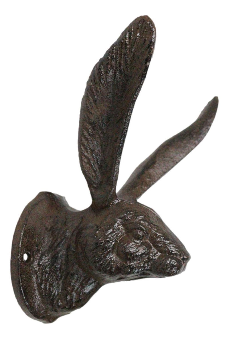 Large Rustic Cast Iron Whimsical Bunny Rabbit with Cute Ears Wall Hook Sculpture