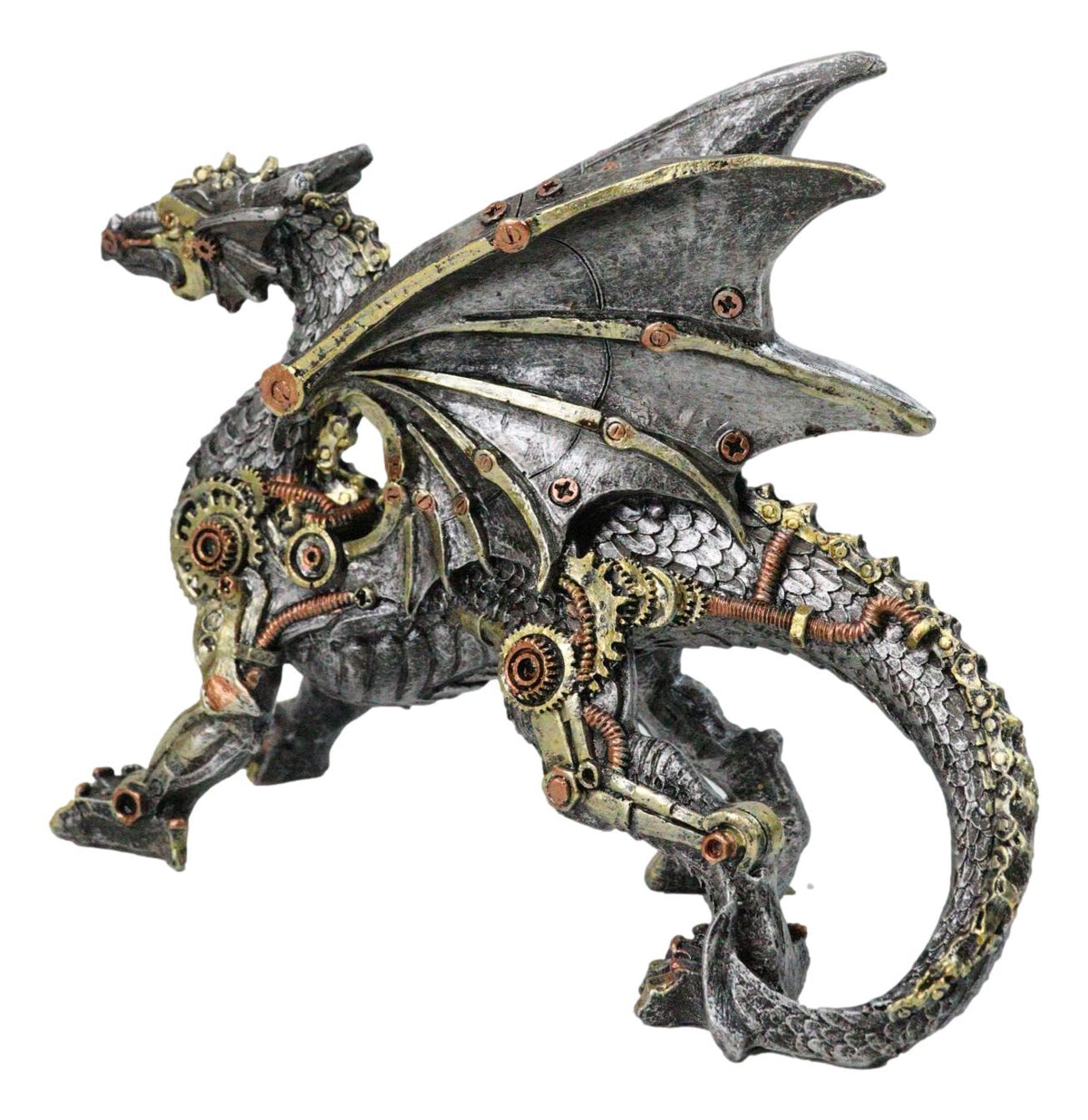 Steampunk Dragon Mechanical Cyborg Robot Sculpture Gears & Clockwork Details