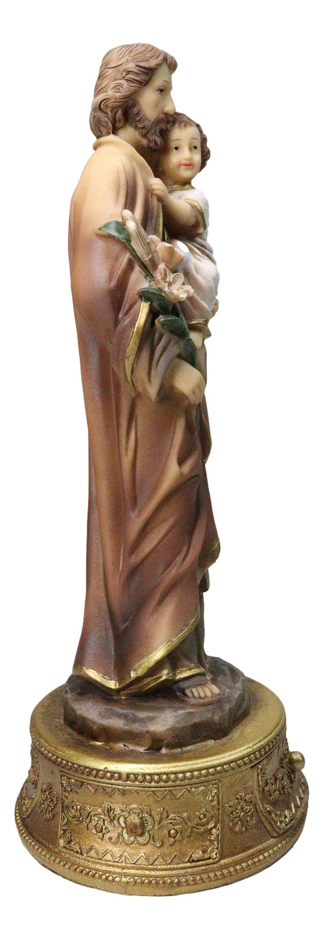 Saint Joseph Carrying Child Jesus Catholic Figurine With Rosary Drawer Box 9"H - Ebros Gift