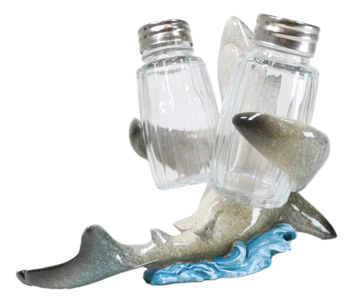 Sea Ocean Marine Apex Predator Great White Shark Salt And Pepper Shakers Holder