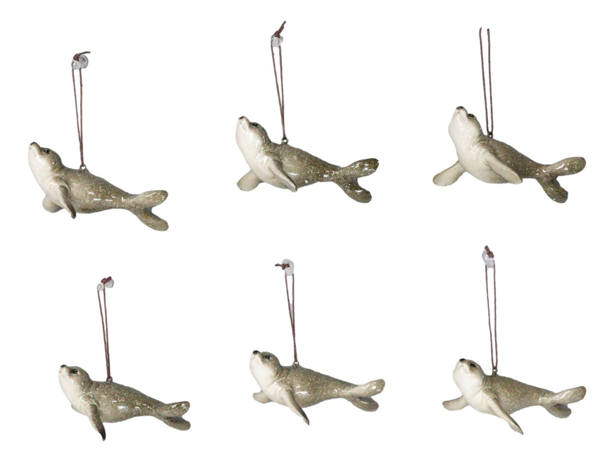 Set Of 6 Nautical Sea Grey Seals Ocean Marine Wall Decor Tree Ornaments