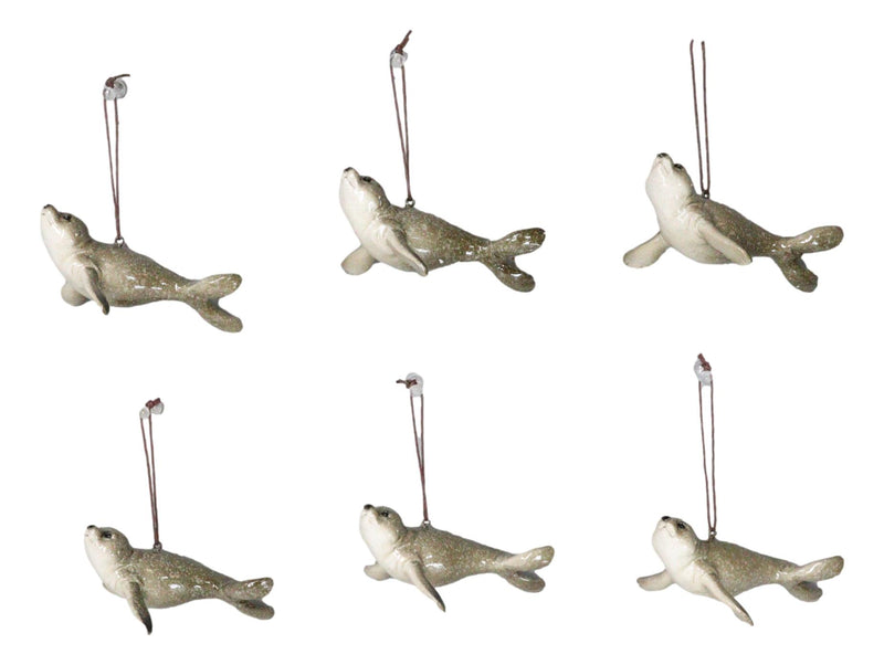 Set Of 6 Nautical Sea Grey Seals Ocean Marine Wall Decor Tree Ornaments