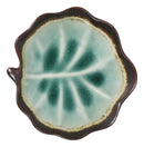 Pack Of 6 Crackle Green Midori Kannyu Ceramic Leaf Shaped Appetizer Salad Plates