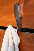 Set of 2 Cast Iron Nautical Sperm Whale Tail Wall Hooks In Rust Bronze Finish