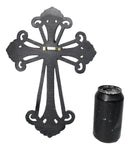 Southwest Silver French Fleur De Lis Crystals Turquoise Layered Wall Cross Decor