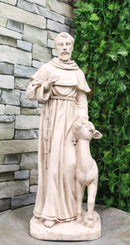 Catholic Church Saint Francis With Deer And Bird Large Outdoor Statue 24" Tall