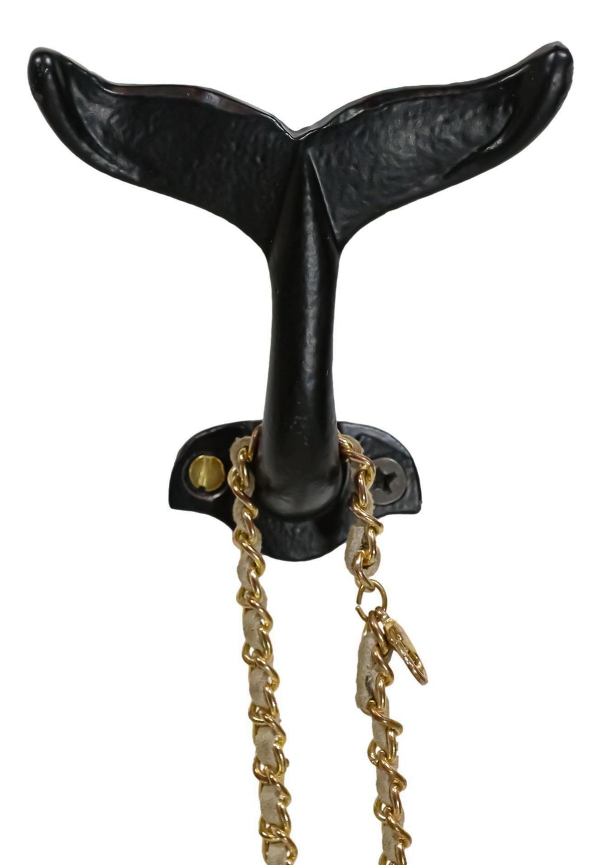 Pack Of 2 Black Cast Iron Nautical Baleen Blue Whale Tail Wall Coat Hook Hangers - Ebros Gift