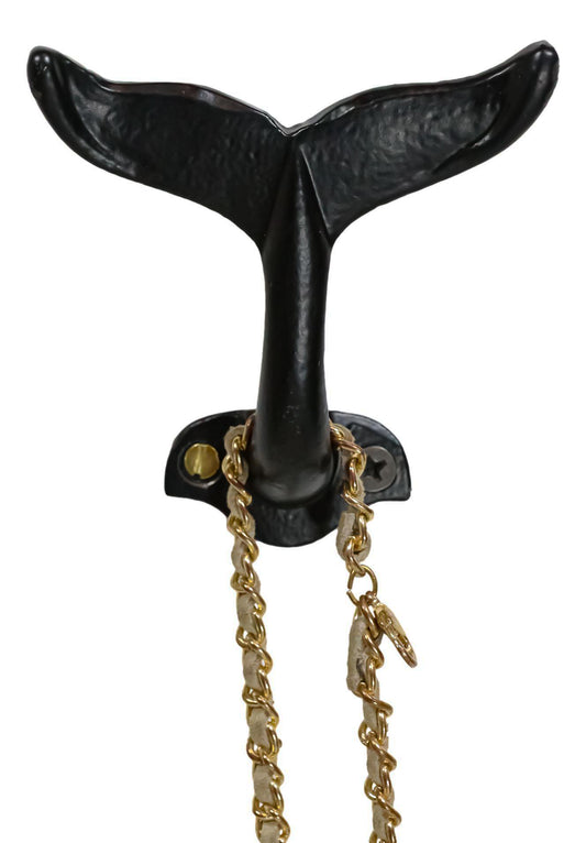 Pack Of 2 Black Cast Iron Nautical Baleen Blue Whale Tail Wall Coat Hook Hangers - Ebros Gift