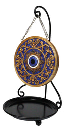 Evil Eye with Mandala Floral Scroll Round Medallion Backflow Incense Cone Burner