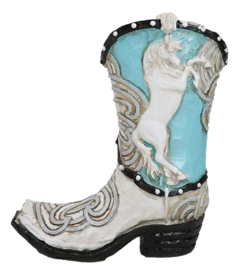 Rustic Country Western Turquoise Prancing Horse Cowboy Boot Piggy Money Bank