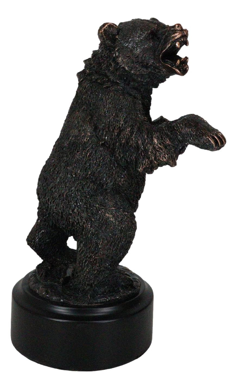 Western Black Bear On Rear Legs Roaring Bronze Electroplated Resin Decor Statue