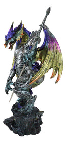 Large Hyperion Rainbow Armored Dragon With Excalibur Sword Letter Opener Decor