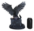 Dark Encounter Gothic Crowned Fairy Queen With Raven Crow On Ledge Figurine