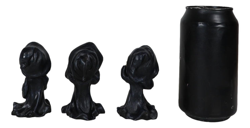 Set Of 3 See No Evil Speak No Evil Hear No Evil Grim Reaper Chibi Mini Figurines