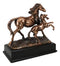 Rustic Western 2 Running Mother And Foal Equine Horses In Bronzed Resin Statue