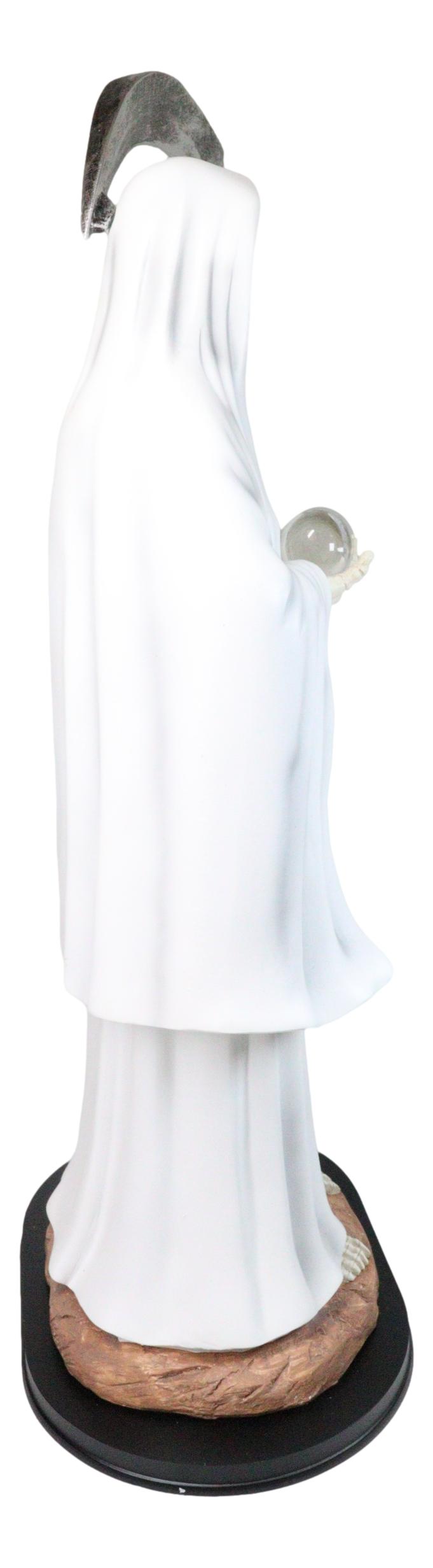 Large 2 Feet Tall Holy Death Santa Muerte Holding Scythe In White Robe Statue