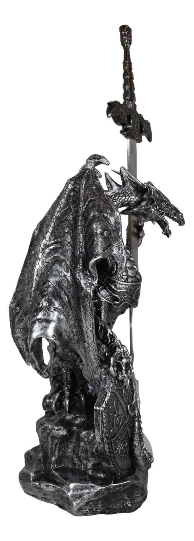 Coat Of Arms Knight Dragon With Heraldry Shield And Sword Letter Opener Figurine