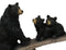 Rustic Forest Black Bear Mother and 2 Cubs Sitting On Tree Logs Seesaw Figurine