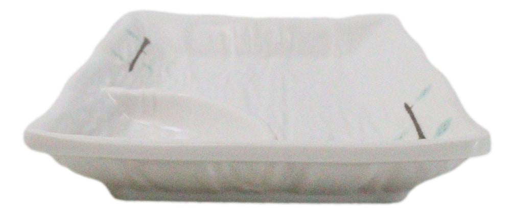 Pack Of 6 Modern Yukino Hana Melamine 2 Partitions Rectangular Sushi Plates